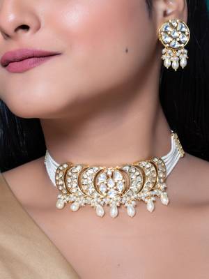 White kundan polki choker necklace set 1