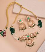 Green kundan polki choker necklace set