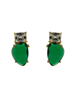 Statement bottle green colour stone necklace with studs 4
