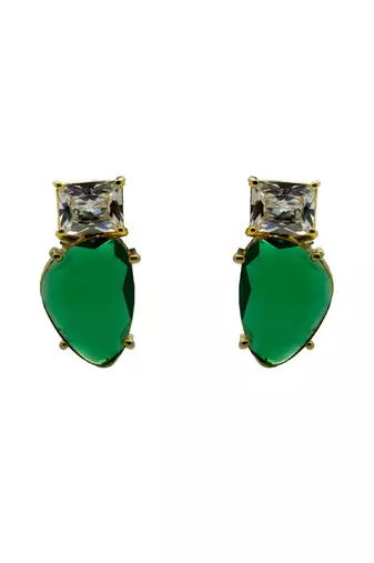 Statement bottle green colour stone necklace with studs