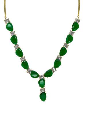 Statement bottle green colour stone necklace with studs 5