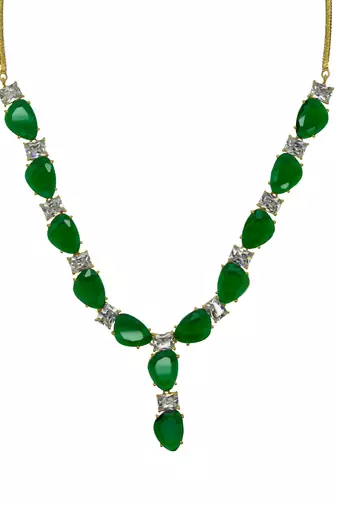 Statement bottle green colour stone necklace with studs