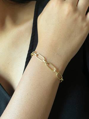 Paper clip chain bracelet - gold plated 1