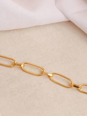 Paper clip chain bracelet - gold plated 2
