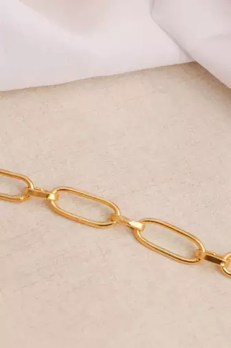 Paper clip chain bracelet - gold plated