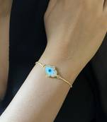 Hamsa hand evil eye bracelet - gold plated