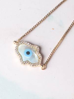 Hamsa hand evil eye bracelet - gold plated 2