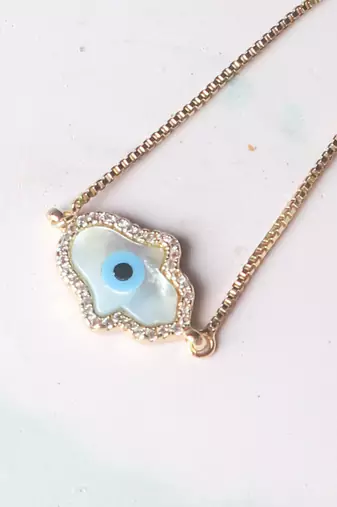 Hamsa hand evil eye bracelet - gold plated