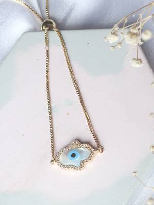 Hamsa hand evil eye bracelet - gold plated 3