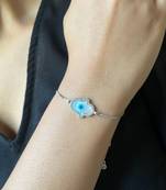 Hamsa hand evil eye bracelet - silver plated