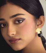 Handcrafted gold plated d-shape studs