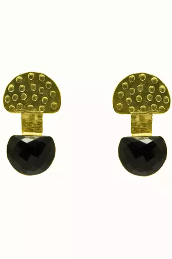 Handcrafted gold plated d-shape studs