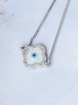 Clover evil eye bracelet - silver plated 2