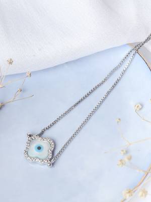Clover evil eye bracelet - silver plated 3