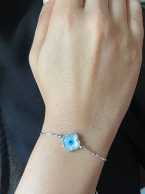 Clover evil eye bracelet - silver plated 1