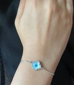 Clover evil eye bracelet - silver plated