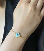 Clover evil eye bracelet - gold plated