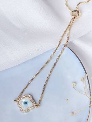 Clover evil eye bracelet - gold plated 2