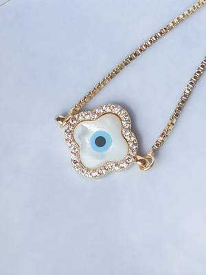 Clover evil eye bracelet - gold plated 3