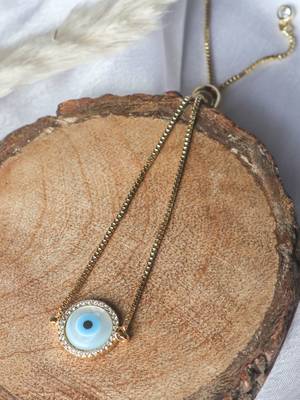 Round evil eye bracelet - gold plated 1
