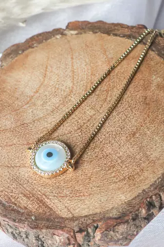 Round evil eye bracelet - gold plated