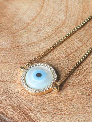 Round evil eye bracelet - gold plated 4