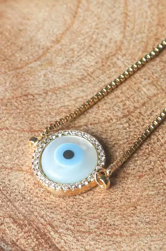 Round evil eye bracelet - gold plated
