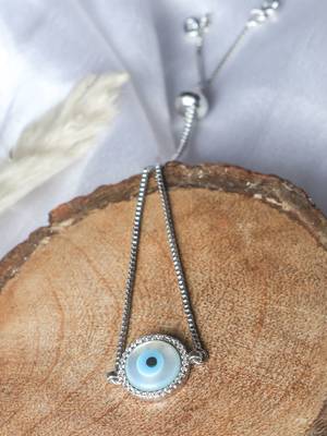Round evil eye bracelet - silver plated 2