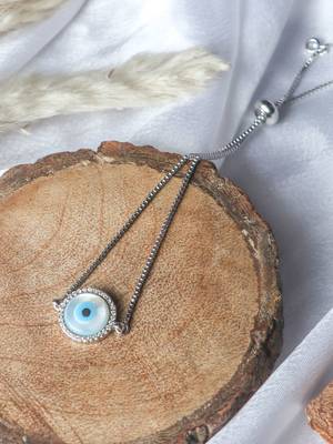 Round evil eye bracelet - silver plated 3