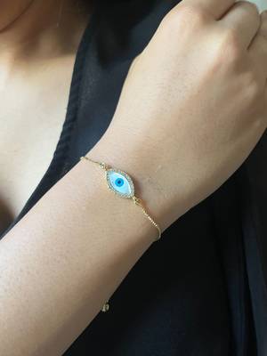 Marquise evil eye bracelet - gold plated 1