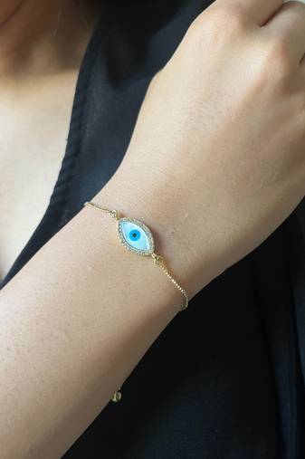 Marquise evil eye bracelet - gold plated