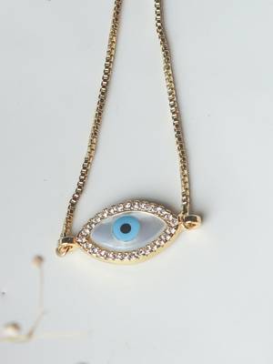Marquise evil eye bracelet - gold plated 2