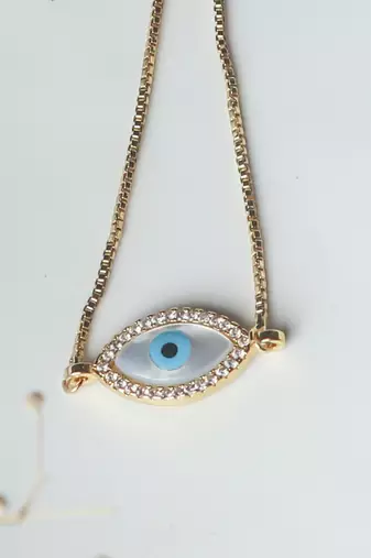 Marquise evil eye bracelet - gold plated