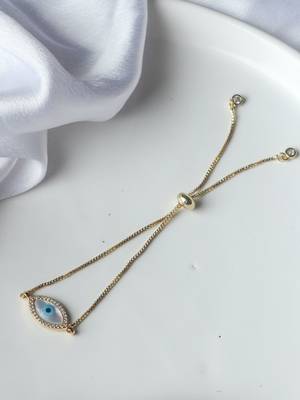 Marquise evil eye bracelet - gold plated 3