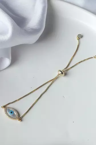 Marquise evil eye bracelet - gold plated