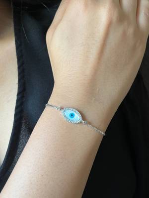 Marquise evil eye bracelet - silver plated 1