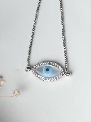 Marquise evil eye bracelet - silver plated 2