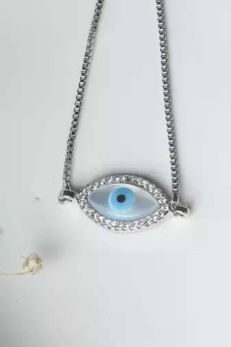 Marquise evil eye bracelet - silver plated