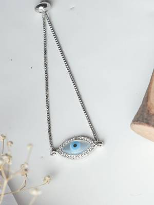 Marquise evil eye bracelet - silver plated 3