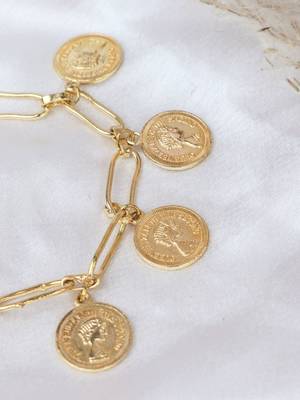 Handcrafted gold plated coin bracelet 1