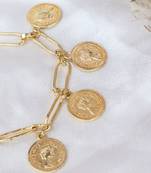 Handcrafted gold plated coin bracelet