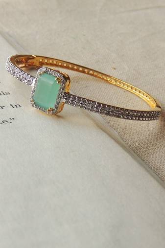 Elegant mint & cz stone openable bracelet
