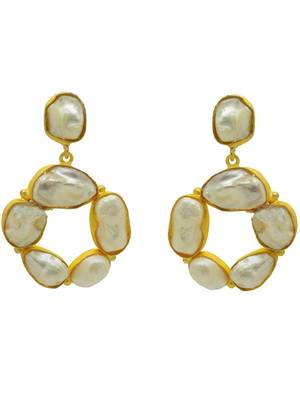 Handcrafted unshaped mop designer earring 2