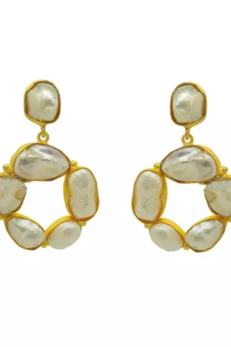 Handcrafted unshaped mop designer earring