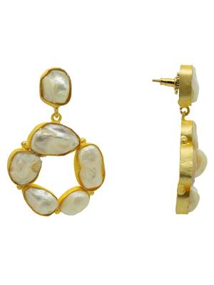 Handcrafted unshaped mop designer earring 3