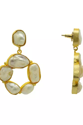 Handcrafted unshaped mop designer earring