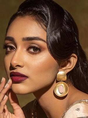 Designer gold plated light pink earring 1