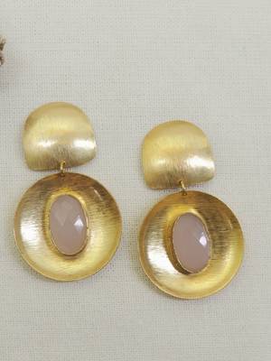 Designer gold plated light pink earring 2