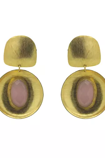 Designer gold plated light pink earring