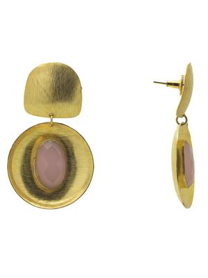 Designer gold plated light pink earring 4